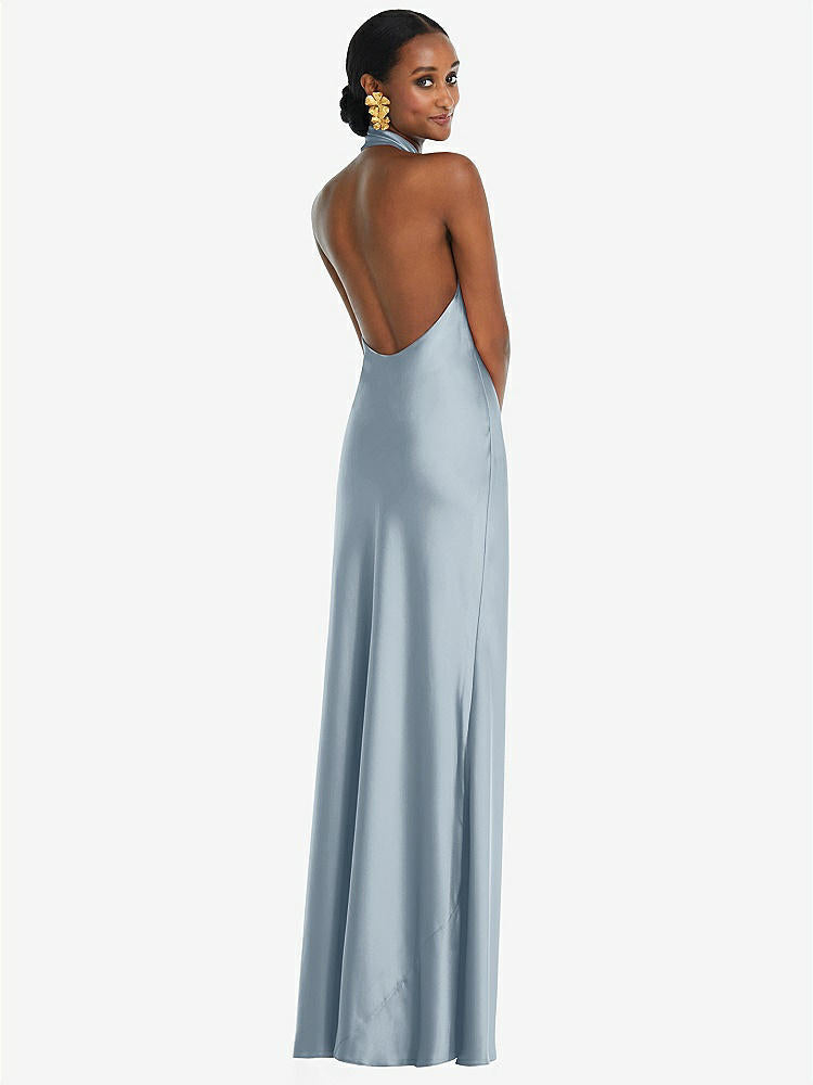 【STYLE: LB039】Scarf Tie Stand Collar Maxi Dress with Front Slit【COLOR: Mist】