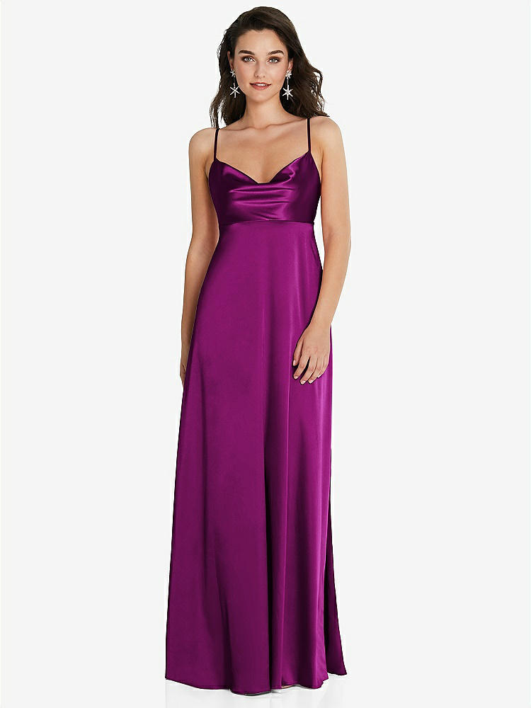 【STYLE: TH097】カウルネック ウエスト マキシ ドレス 調整可能 ストラップ【COLOR: Persian Plum】【SIZE: 00-30W】