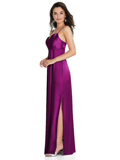【STYLE: TH097】カウルネック ウエスト マキシ ドレス 調整可能 ストラップ【COLOR: Persian Plum】【SIZE: 00-30W】