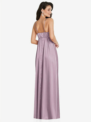 【STYLE: TH097】カウルネック ウエスト マキシ ドレス 調整可能 ストラップ【COLOR: Suede Rose】【SIZE: 00-30W】