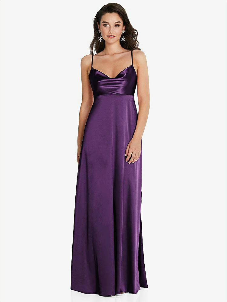 【STYLE: TH097】Cowl-Neck Empire Waist Maxi Dress with Adjustable Straps【COLOR: African Violet】