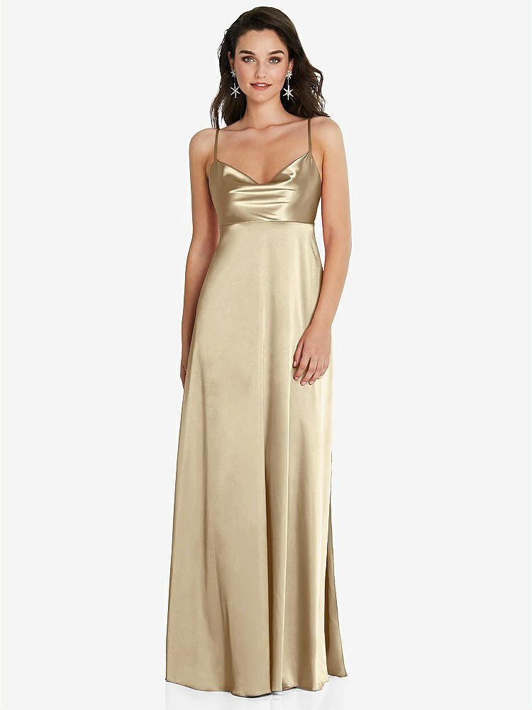 【STYLE: TH097】カウルネック ウエスト マキシ ドレス 調整可能 ストラップ【COLOR: Banana】【SIZE: 00-30W】