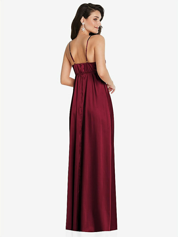 【STYLE: TH097】カウルネック ウエスト マキシ ドレス 調整可能 ストラップ【COLOR: Burgundy】【SIZE: 00-30W】