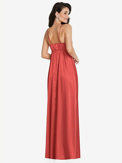【STYLE: TH097】カウルネック ウエスト マキシ ドレス 調整可能 ストラップ【COLOR: Perfect Coral】【SIZE: 00-30W】