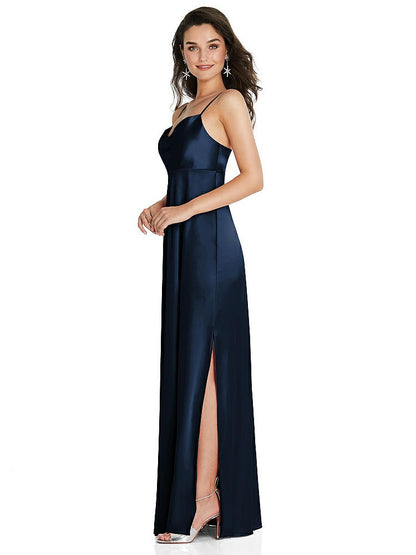 【STYLE: TH097】カウルネック ウエスト マキシ ドレス 調整可能 ストラップ【COLOR: Midnight Navy】【SIZE: 00-30W】