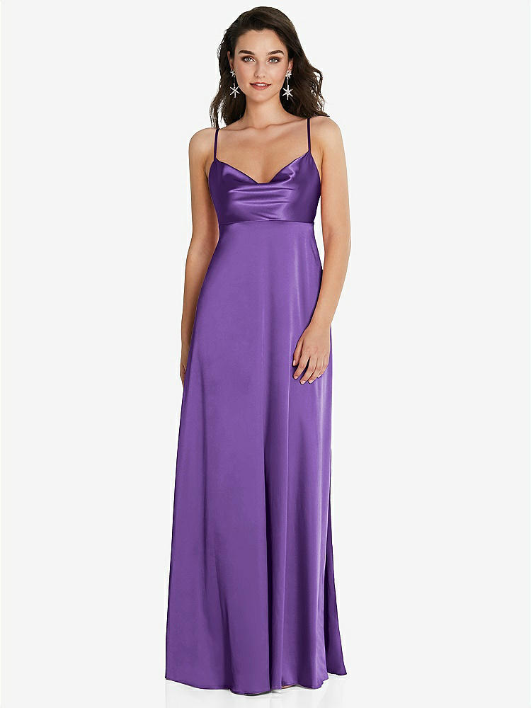 【STYLE: TH097】カウルネック ウエスト マキシ ドレス 調整可能 ストラップ【COLOR: Pansy】【SIZE: 00-30W】