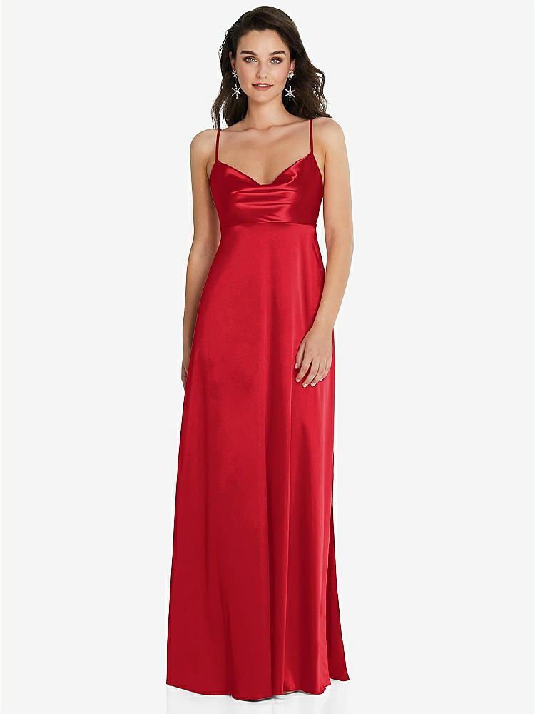 【STYLE: TH097】Cowl-Neck Empire Waist Maxi Dress with Adjustable Straps【COLOR: Parisian Red】