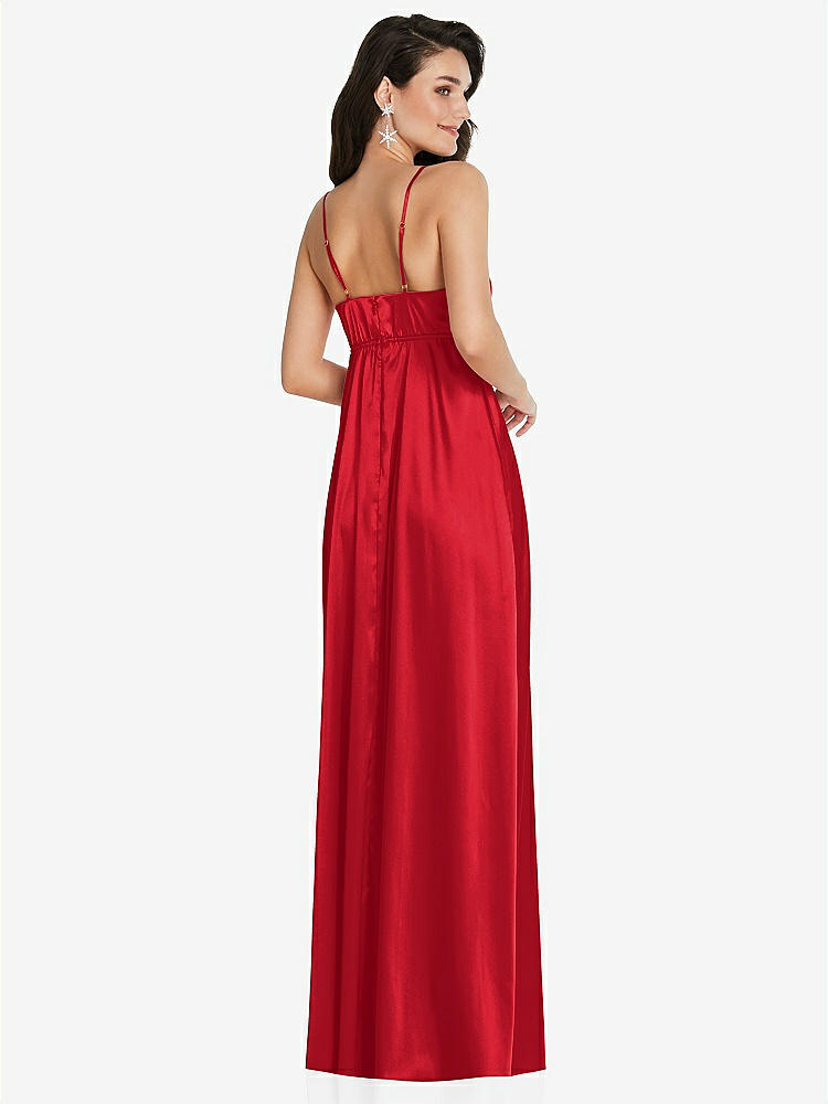 【STYLE: TH097】Cowl-Neck Empire Waist Maxi Dress with Adjustable Straps【COLOR: Parisian Red】
