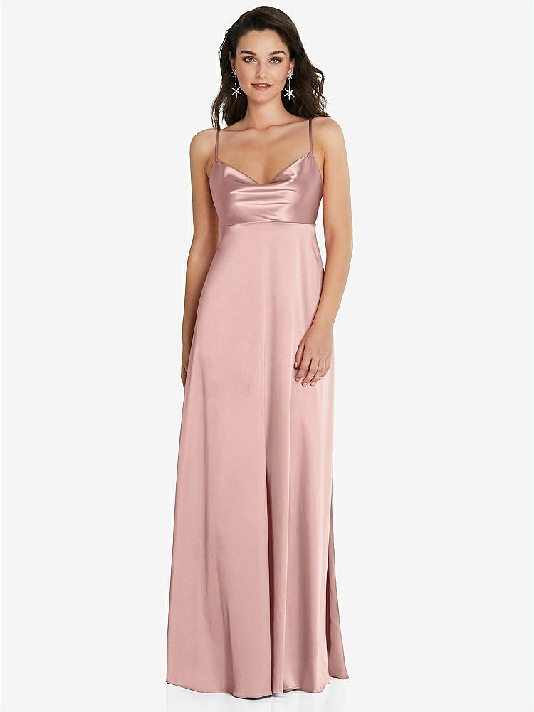 【STYLE: TH097】カウルネック ウエスト マキシ ドレス 調整可能 ストラップ【COLOR: Rose - PANTONE Rose Quartz】【SIZE: 00-30W】