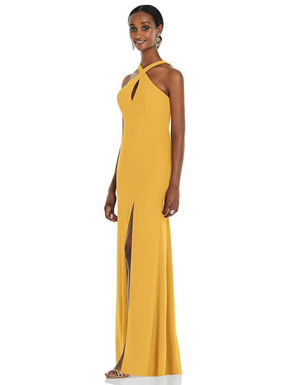 【NEW】【STYLE: 3093】クロス クロス ホルター プリンセス ライン トランペット ガウン【COLOR: NYC Yellow】【SIZE: 00-30W】