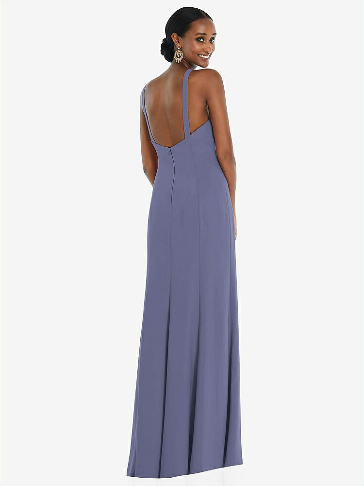 【STYLE: 3093】Criss Cross Halter Princess Line Trumpet Gown【COLOR: French Blue】