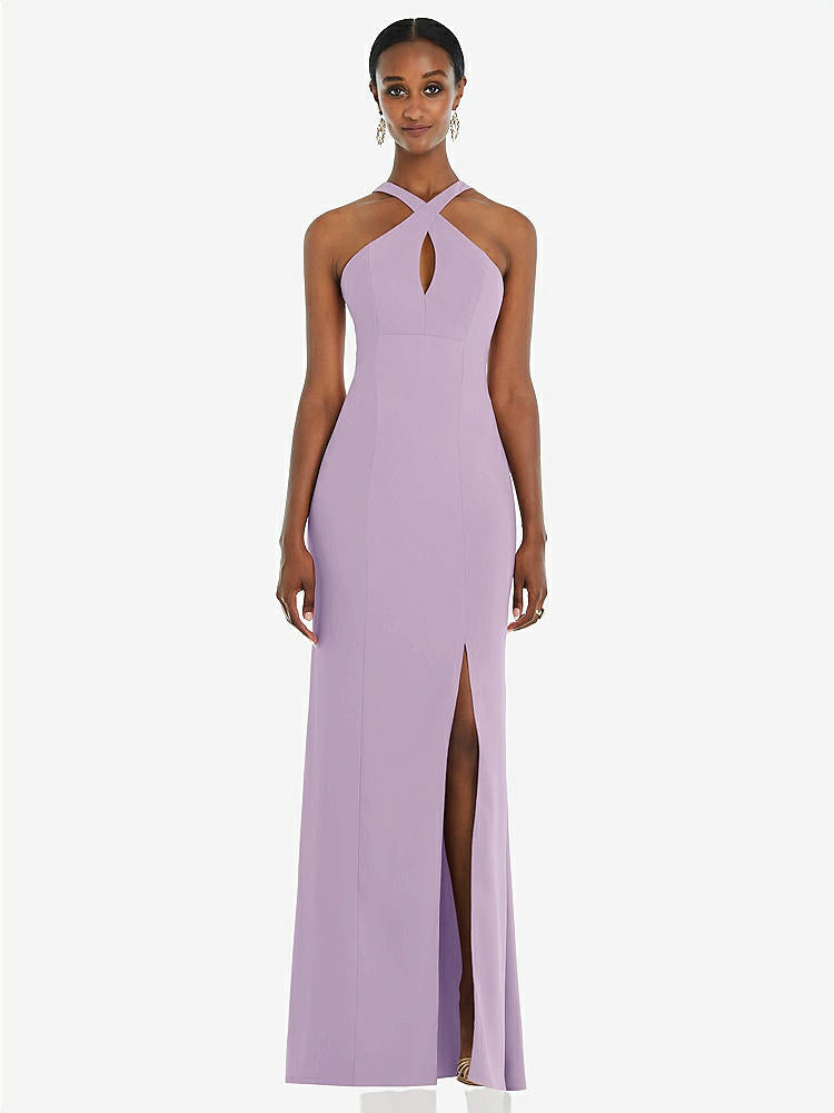 【NEW】【STYLE: 3093】クロス クロス ホルター プリンセス ライン トランペット ガウン【COLOR: Pale Purple】【SIZE: 00-30W】