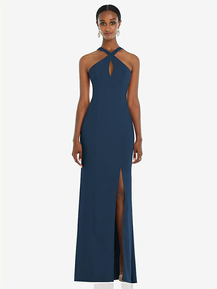 【STYLE: 3093】Criss Cross Halter Princess Line Trumpet Gown【COLOR: Sofia Blue】