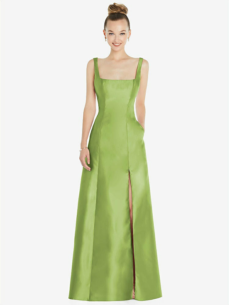 【STYLE: D826】Sleeveless Square-Neck Princess Line Gown with Pockets【COLOR: Mojito】