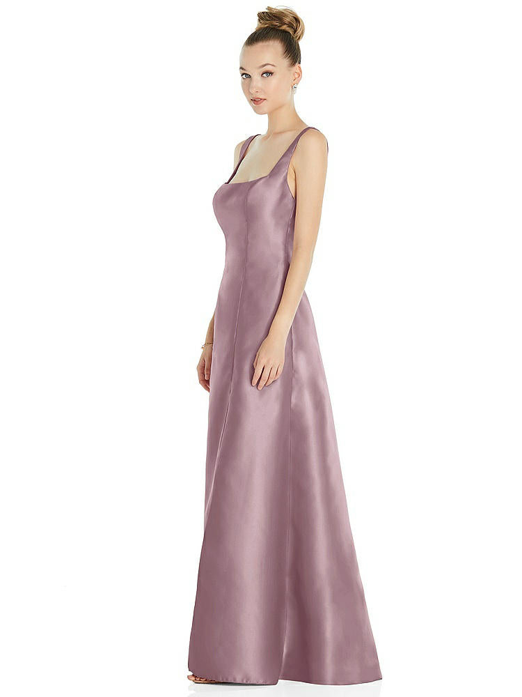 【STYLE: D826】Sleeveless Square-Neck Princess Line Gown with Pockets【COLOR: Dusty Rose】