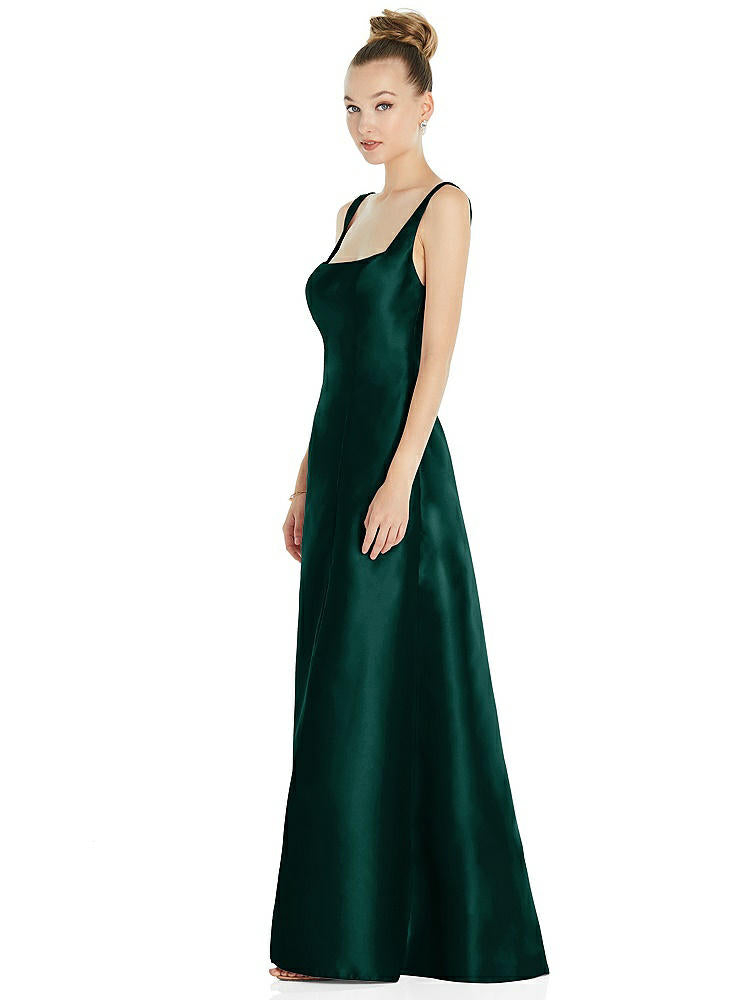 【STYLE: D826】Sleeveless Square-Neck Princess Line Gown with Pockets【COLOR: Evergreen】