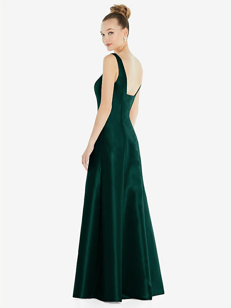 【STYLE: D826】Sleeveless Square-Neck Princess Line Gown with Pockets【COLOR: Evergreen】