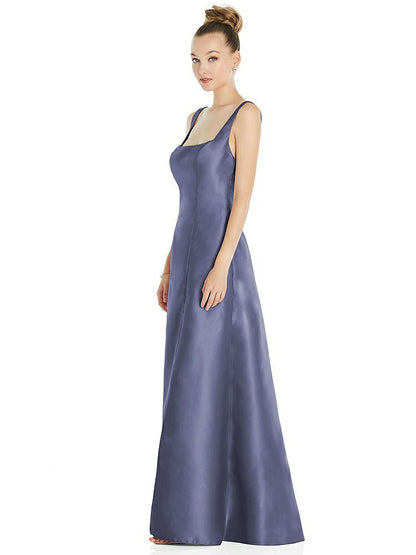 【STYLE: D826】Sleeveless Square-Neck Princess Line Gown with Pockets【COLOR: French Blue】