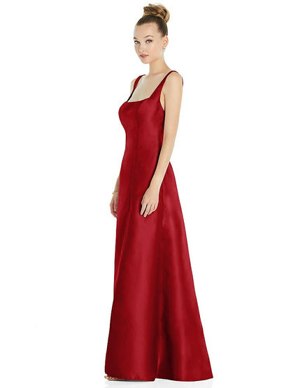 【STYLE: D826】Sleeveless Square-Neck Princess Line Gown with Pockets【COLOR: Garnet】