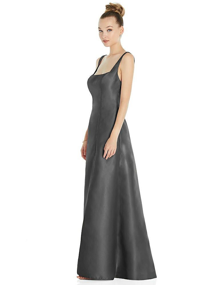 【STYLE: D826】Sleeveless Square-Neck Princess Line Gown with Pockets【COLOR: Gunmetal】
