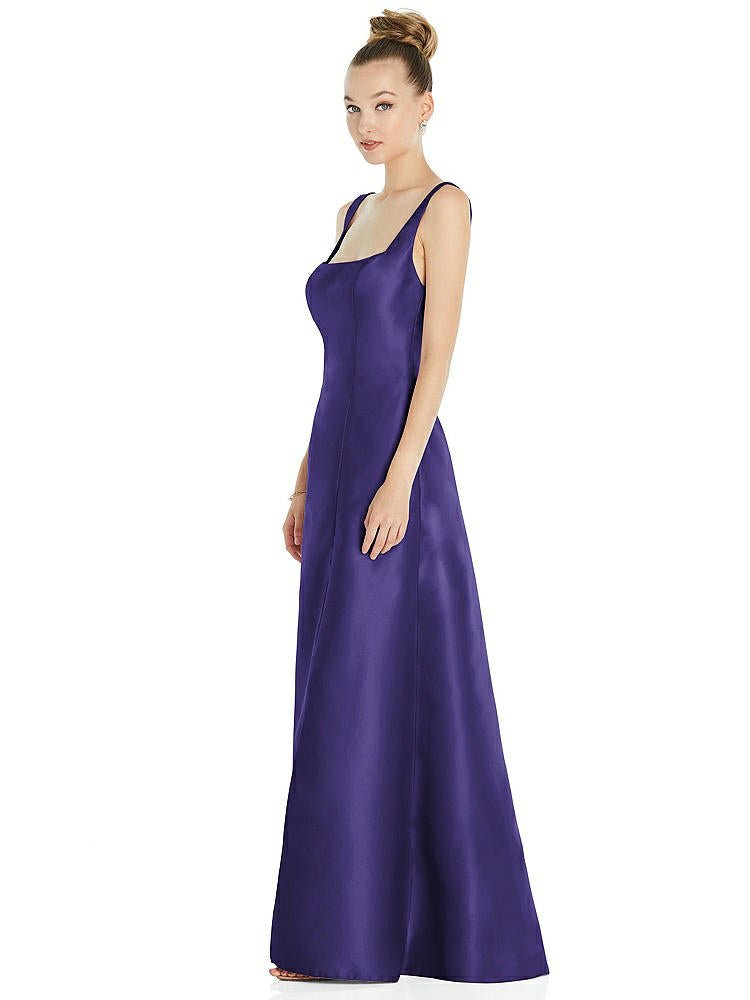 【STYLE: D826】Sleeveless Square-Neck Princess Line Gown with Pockets【COLOR: Grape】