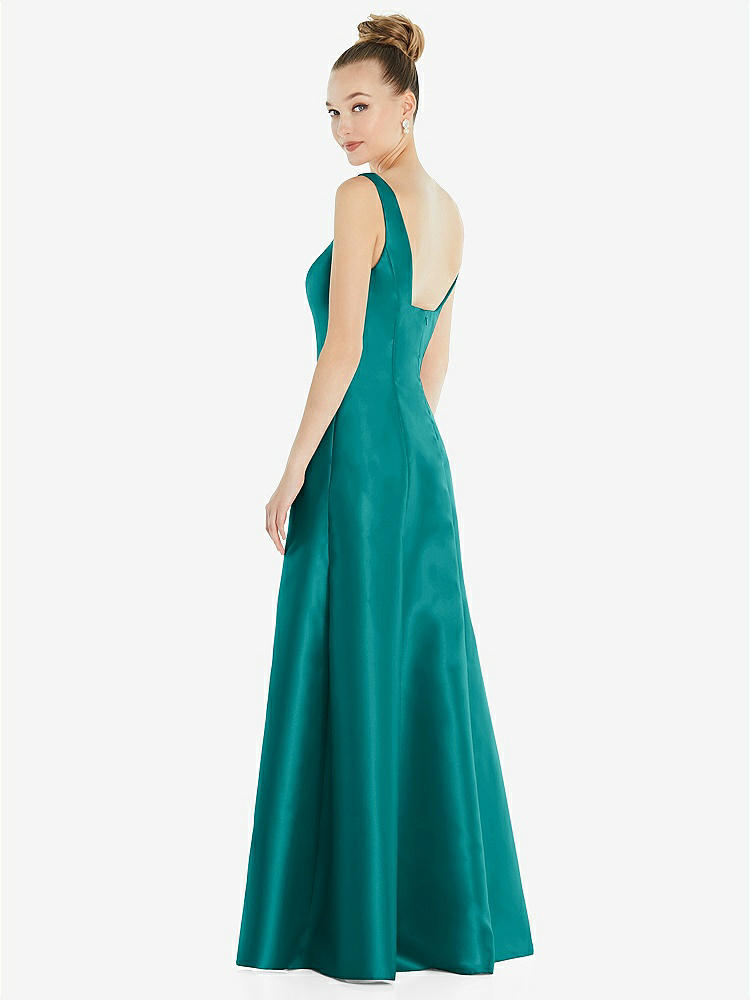 【STYLE: D826】Sleeveless Square-Neck Princess Line Gown with Pockets【COLOR: Jade】