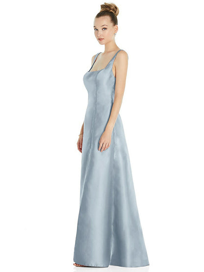 【STYLE: D826】Sleeveless Square-Neck Princess Line Gown with Pockets【COLOR: Mist】