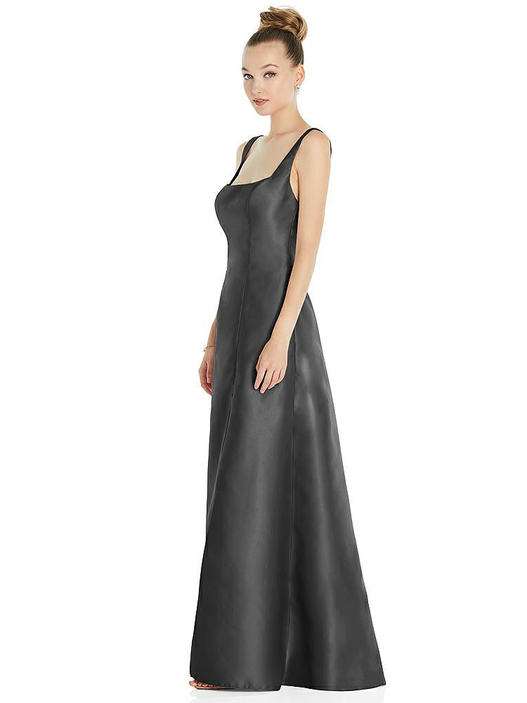 【STYLE: D826】Sleeveless Square-Neck Princess Line Gown with Pockets【COLOR: Pewter】