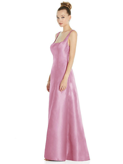 【STYLE: D826】Sleeveless Square-Neck Princess Line Gown with Pockets【COLOR: Powder Pink】