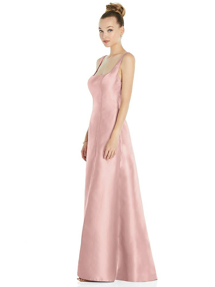 【STYLE: D826】Sleeveless Square-Neck Princess Line Gown with Pockets【COLOR: Rose - PANTONE Rose Quartz】