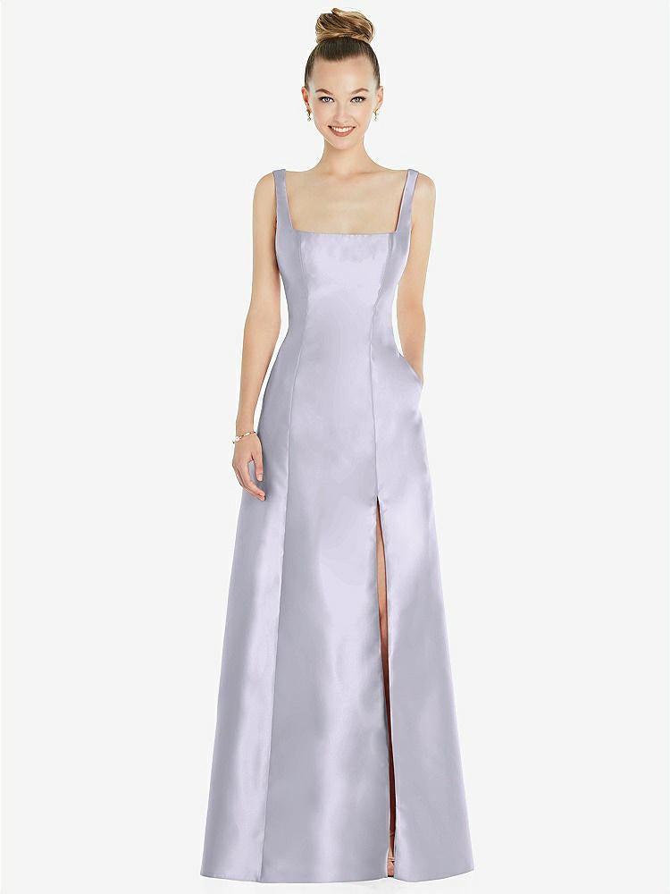 【STYLE: D826】Sleeveless Square-Neck Princess Line Gown with Pockets【COLOR: Silver Dove】