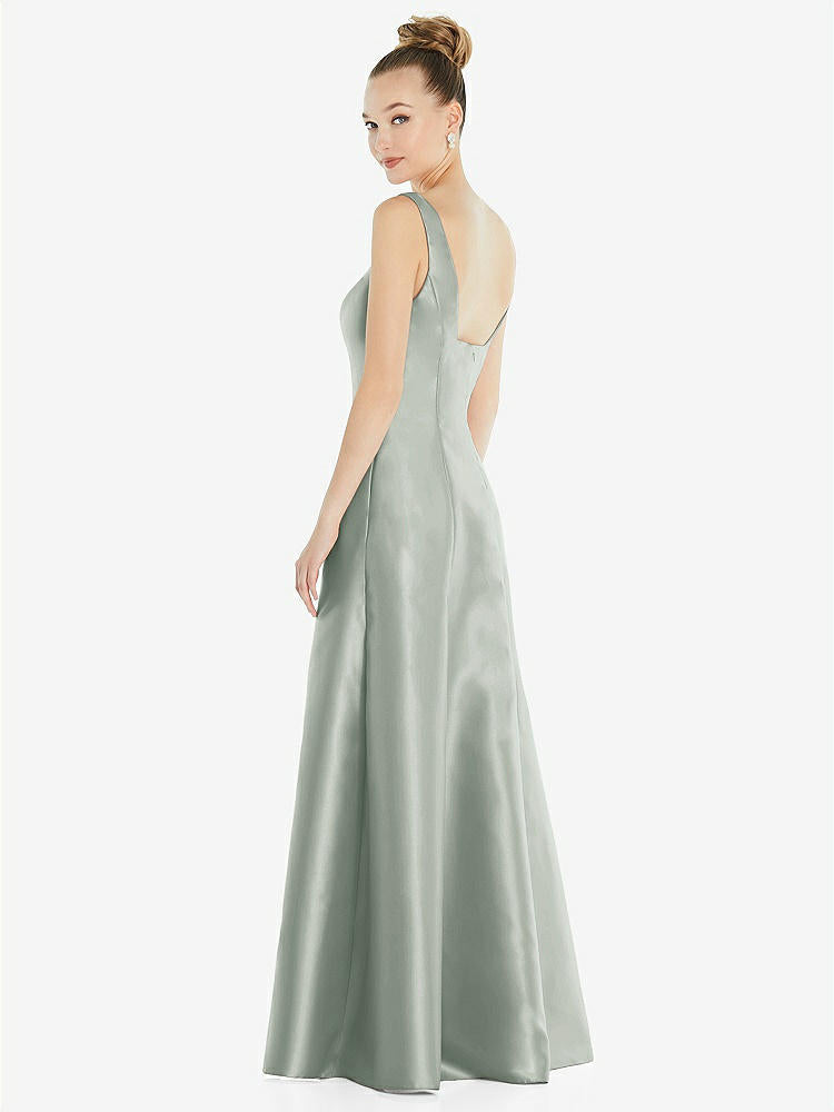 【STYLE: D826】Sleeveless Square-Neck Princess Line Gown with Pockets【COLOR: Willow Green】