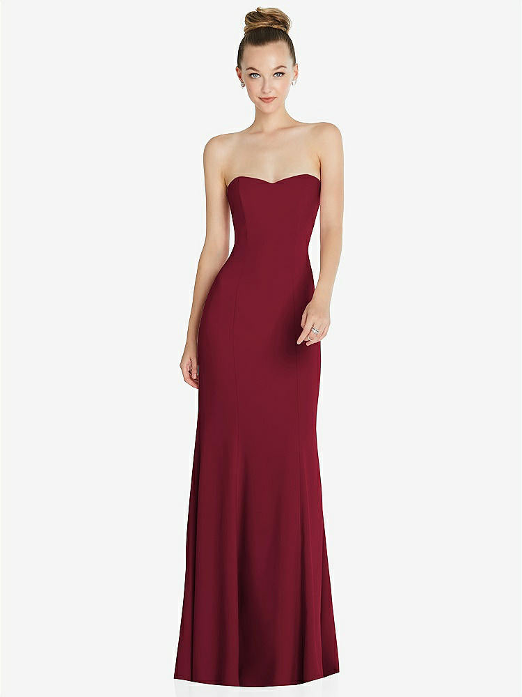 【NEW】【STYLE: 6860】ストラップレス プリンセス ライン クレープ 人魚 ガウン【COLOR: Burgundy】【SIZE: 00-30W】