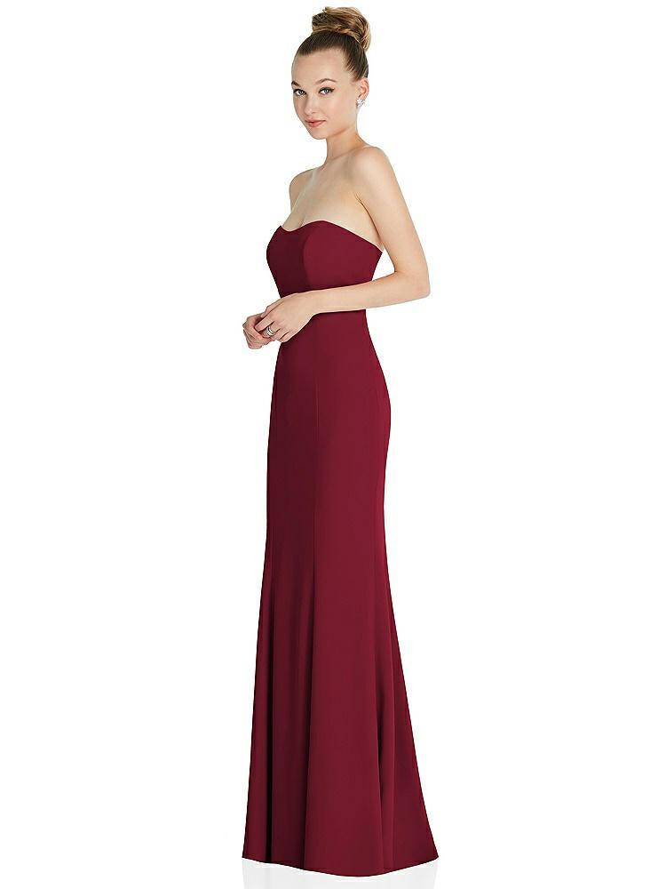 【NEW】【STYLE: 6860】ストラップレス プリンセス ライン クレープ 人魚 ガウン【COLOR: Burgundy】【SIZE: 00-30W】