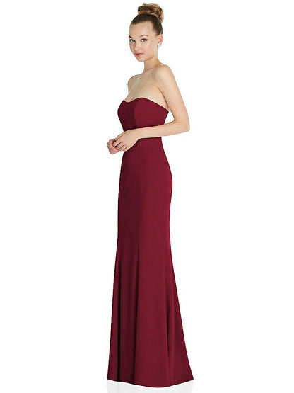 【NEW】【STYLE: 6860】ストラップレス プリンセス ライン クレープ 人魚 ガウン【COLOR: Burgundy】【SIZE: 00-30W】