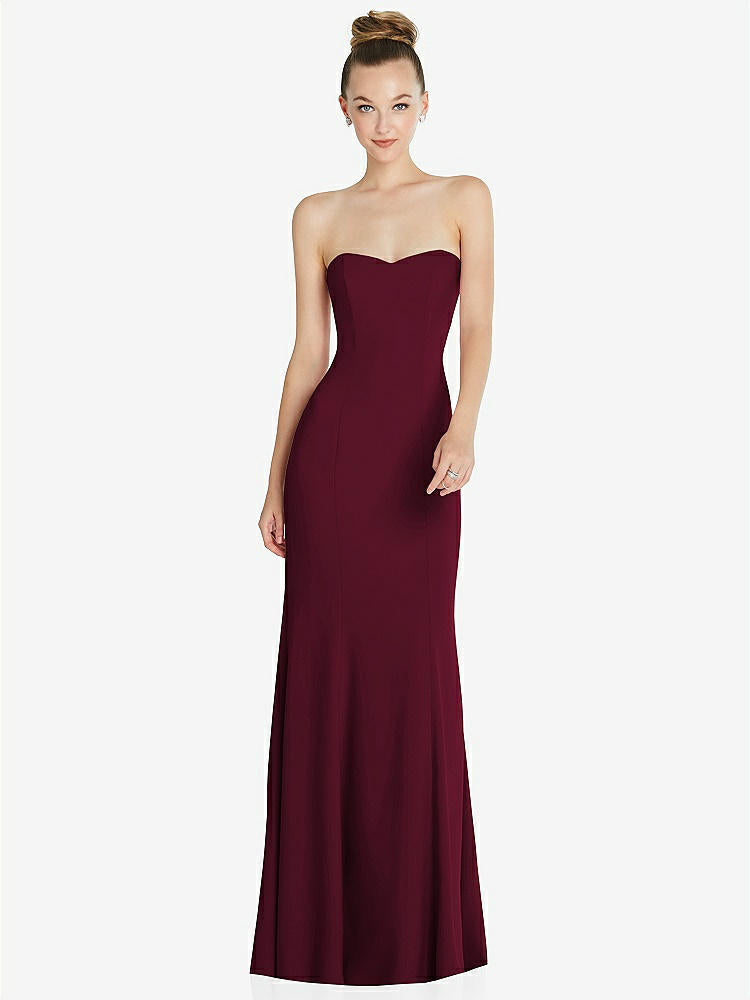 【NEW】【STYLE: 6860】ストラップレス プリンセス ライン クレープ 人魚 ガウン【COLOR: Cabernet】【SIZE: 00-30W】