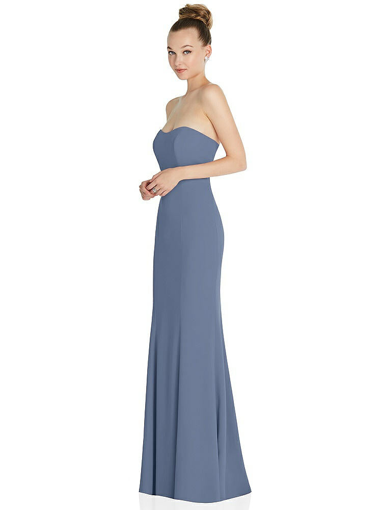 【NEW】【STYLE: 6860】ストラップレス プリンセス ライン クレープ 人魚 ガウン【COLOR: Larkspur Blue】【SIZE: 00-30W】