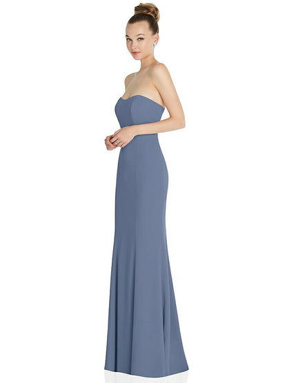 【NEW】【STYLE: 6860】ストラップレス プリンセス ライン クレープ 人魚 ガウン【COLOR: Larkspur Blue】【SIZE: 00-30W】