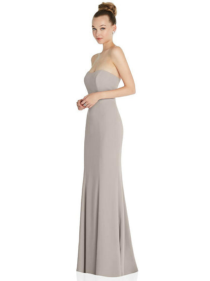 【NEW】【STYLE: 6860】ストラップレス プリンセス ライン クレープ 人魚 ガウン【COLOR: Taupe】【SIZE: 00-30W】