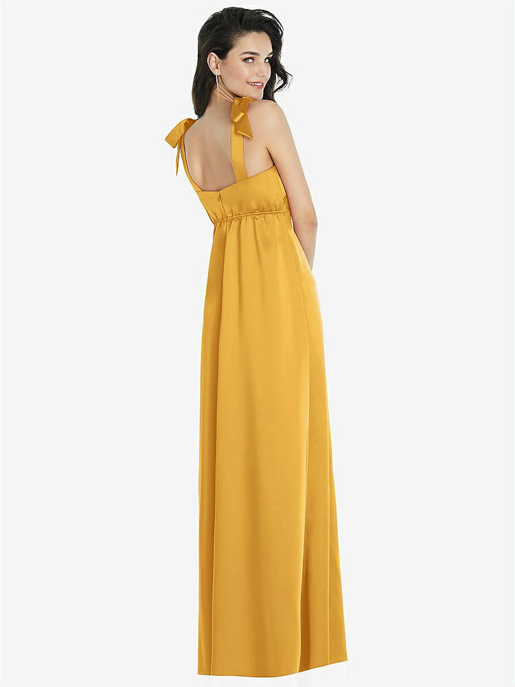 【NEW】【STYLE: 8224】脂肪 ネクタイ肩 帝国 ウエスト マキシ ドレス フロント スリット【COLOR: NYC Yellow】【SIZE: 00-30W】