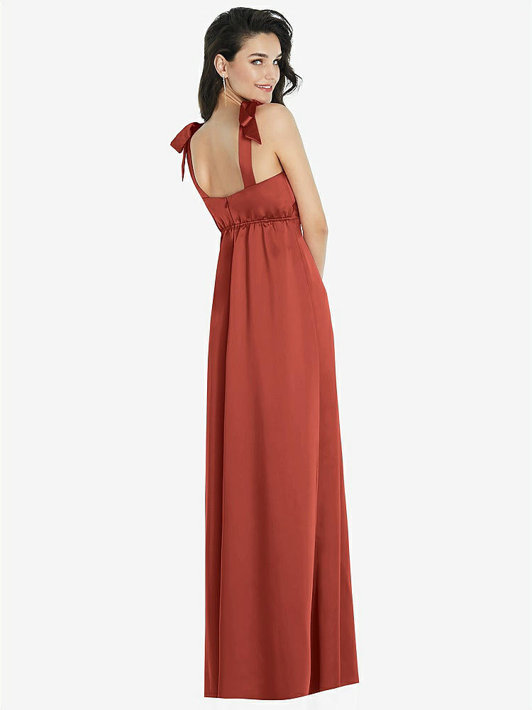 【STYLE: 8224】Flat Tie-Shoulder Empire Waist Maxi Dress with Front Slit【COLOR: Amber Sunset】