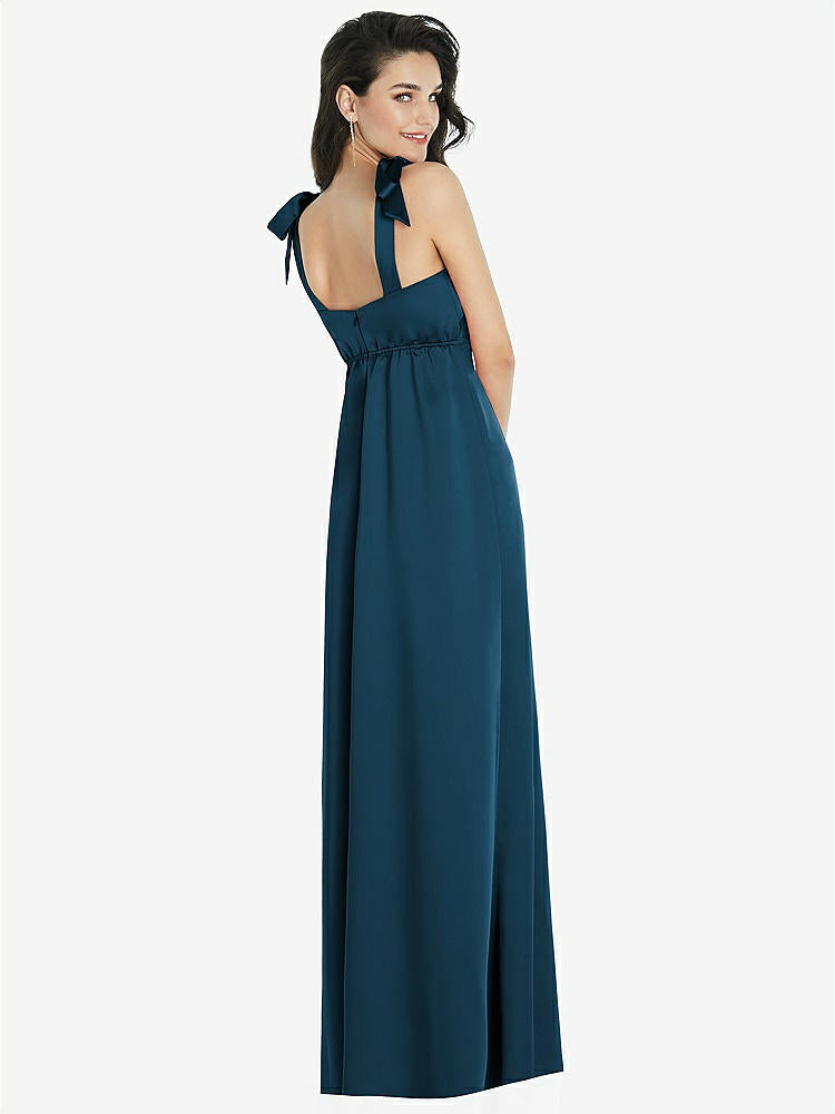 【NEW】【STYLE: 8224】脂肪 ネクタイ肩 帝国 ウエスト マキシ ドレス フロント スリット【COLOR: Atlantic Blue】【SIZE: 00-30W】