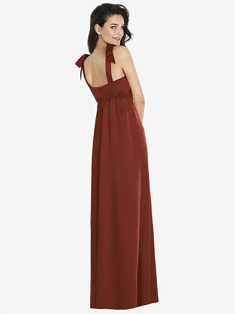 【STYLE: 8224】Flat Tie-Shoulder Empire Waist Maxi Dress with Front Slit【COLOR: Auburn Moon】