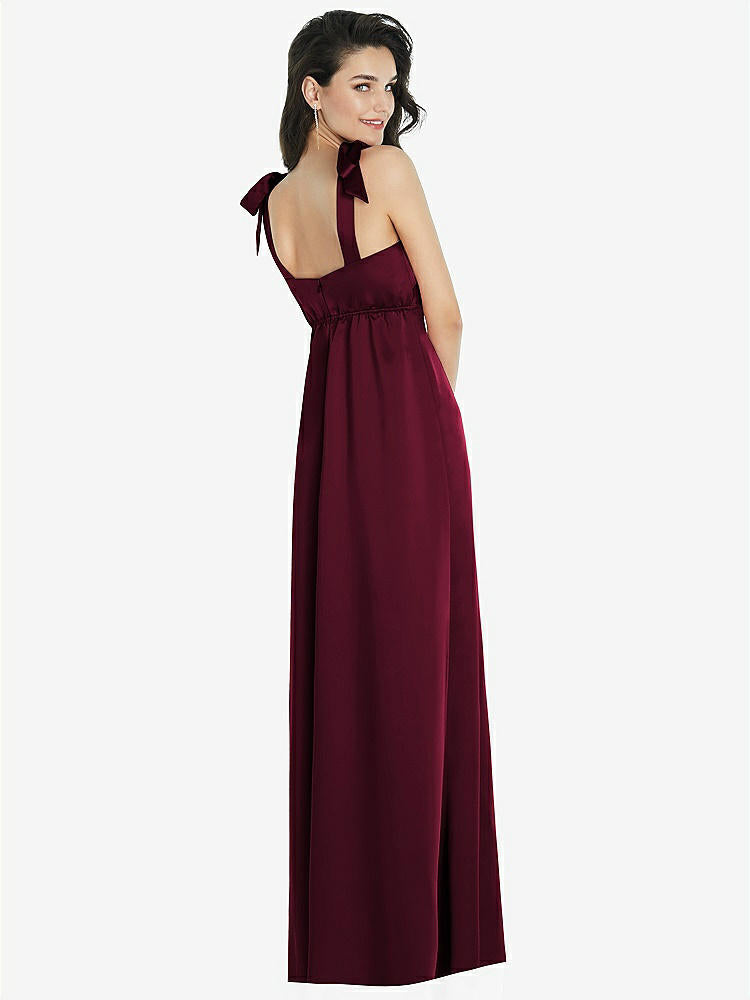 【NEW】【STYLE: 8224】脂肪 ネクタイ肩 帝国 ウエスト マキシ ドレス フロント スリット【COLOR: Cabernet】【SIZE: 00-30W】