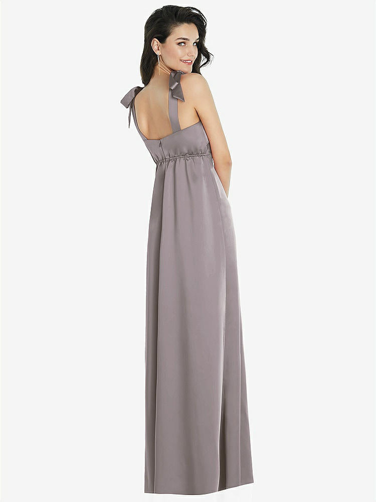 【NEW】【STYLE: 8224】脂肪 ネクタイ肩 帝国 ウエスト マキシ ドレス フロント スリット【COLOR: Cashmere Gray】【SIZE: 00-30W】