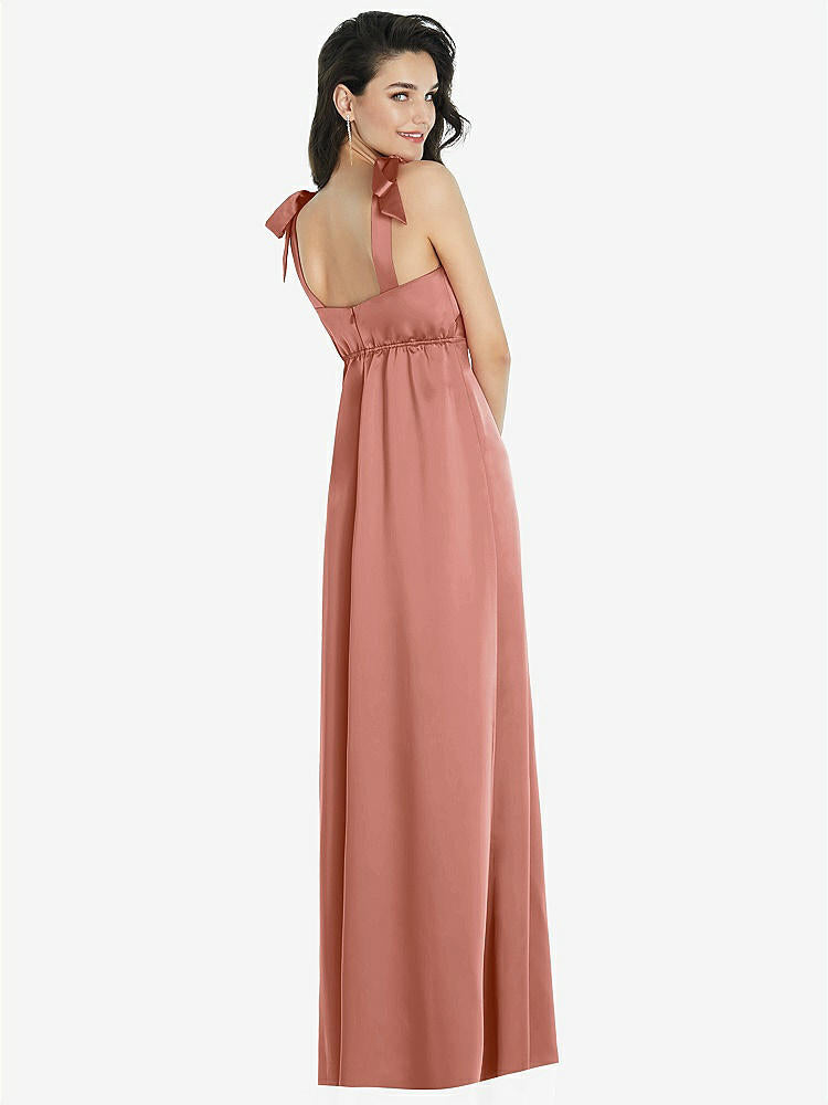 【NEW】【STYLE: 8224】脂肪 ネクタイ肩 帝国 ウエスト マキシ ドレス フロント スリット【COLOR: Desert Rose】【SIZE: 00-30W】