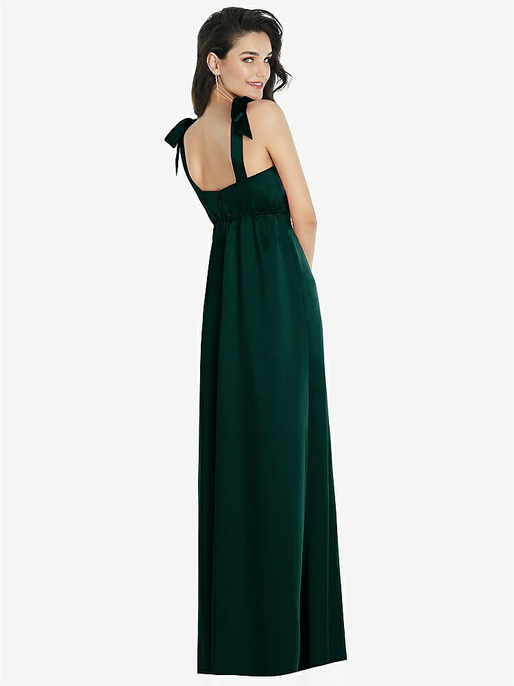【NEW】【STYLE: 8224】脂肪 ネクタイ肩 帝国 ウエスト マキシ ドレス フロント スリット【COLOR: Evergreen】【SIZE: 00-30W】