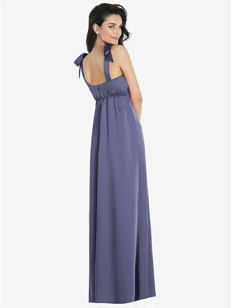 【NEW】【STYLE: 8224】脂肪 ネクタイ肩 帝国 ウエスト マキシ ドレス フロント スリット【COLOR: French Blue】【SIZE: 00-30W】