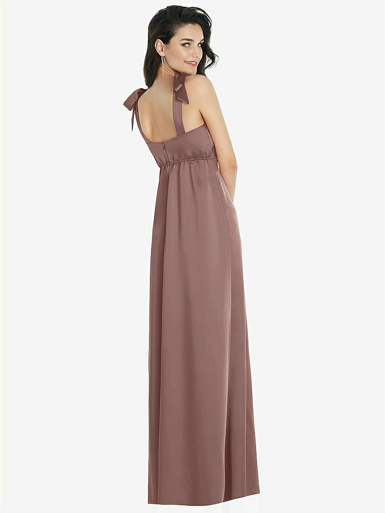 【STYLE: 8224】Flat Tie-Shoulder Empire Waist Maxi Dress with Front Slit【COLOR: Sienna】