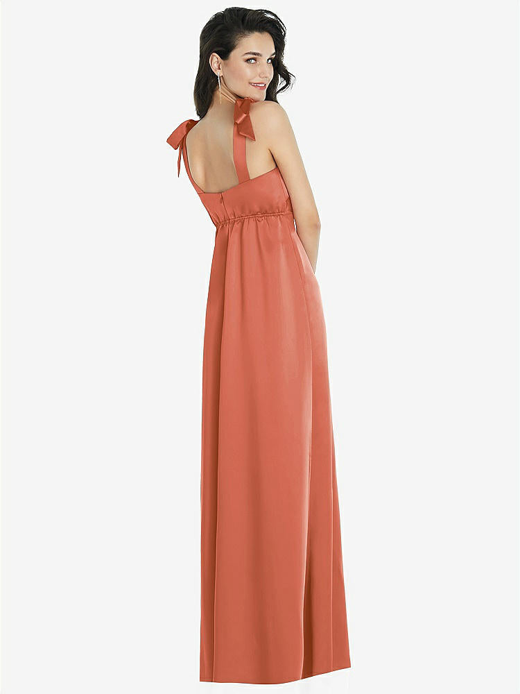 【STYLE: 8224】Flat Tie-Shoulder Empire Waist Maxi Dress with Front Slit【COLOR: Terracotta Copper】